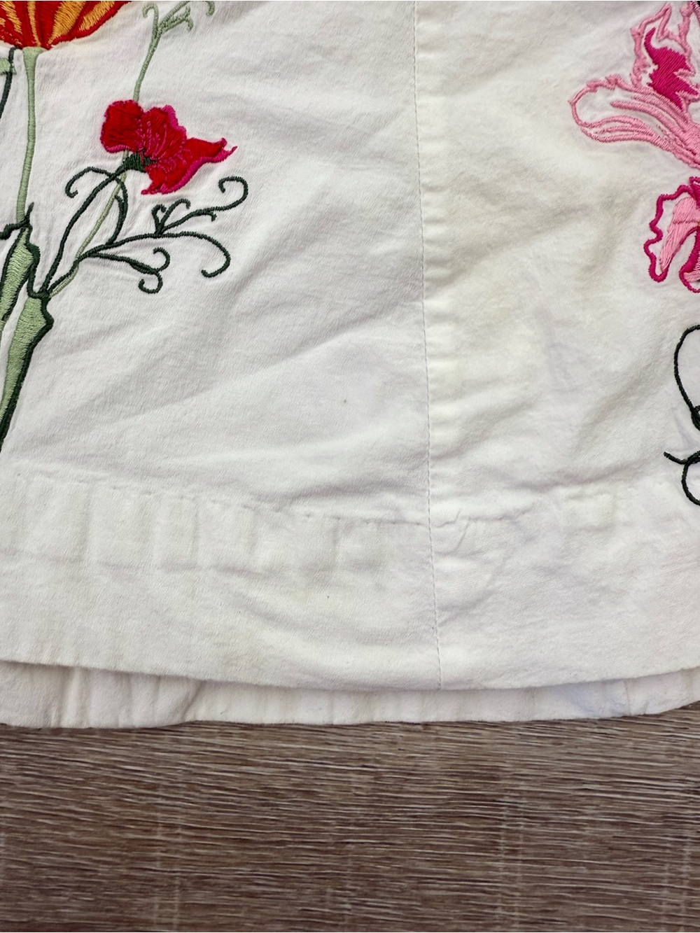 Elevenses Anthropologie Size 6 White Embroidered Floral A-Line Skirt - Picture 8 of 12